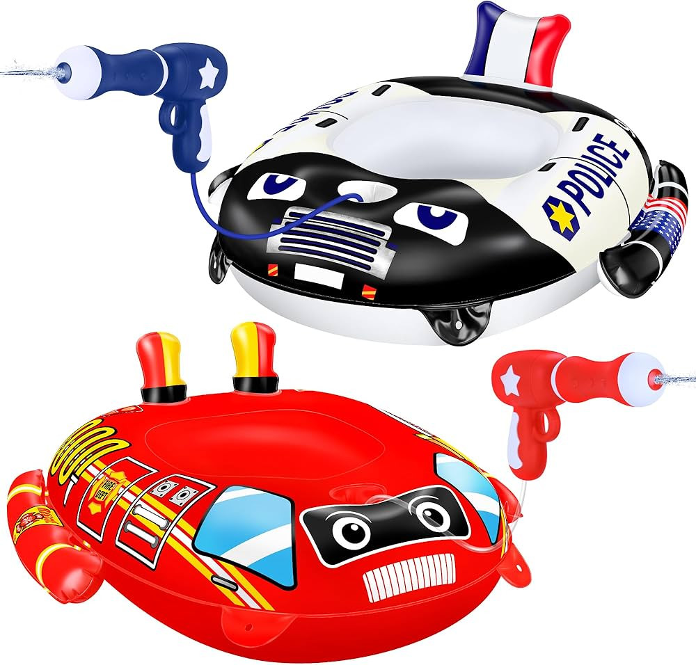 Pool Floats Kids with Water Gun, Toddler Pool Float, Ride-on Pool Toys for Kids Ages 3-8, Police ... | Amazon (US)