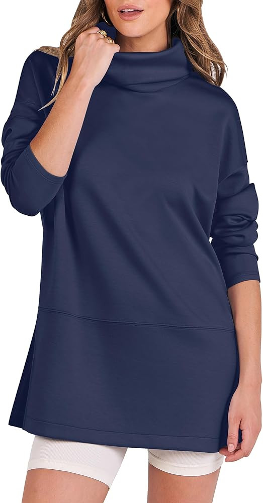 ANRABESS Womens Oversized Turtleneck Long SLeeve Pullover Sweatshirts Tunic Top 2024 Fall Trendy ... | Amazon (US)