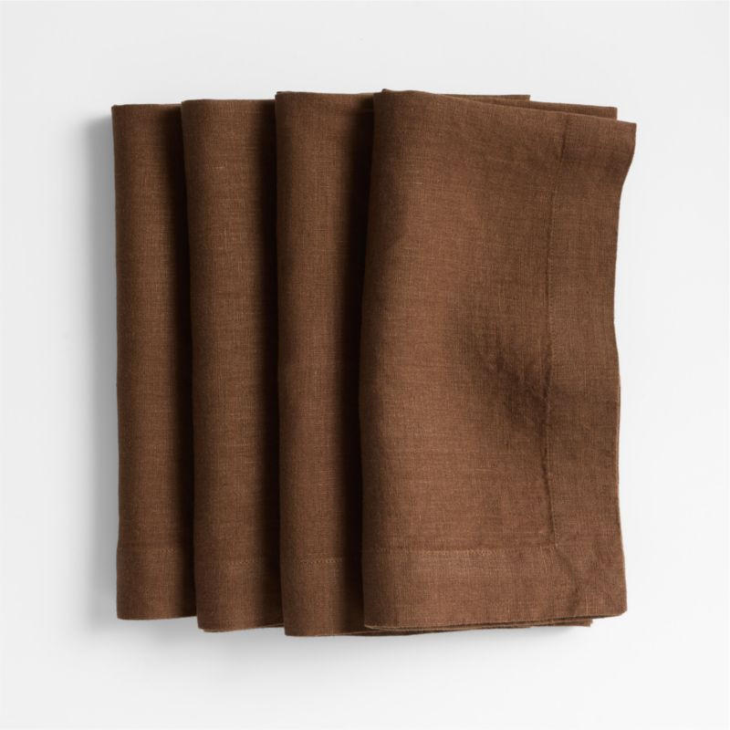 Marin Earth Brown EUROPEAN FLAX -Certified Napkins, Set of 4 + Reviews | Crate & Barrel | Crate & Barrel