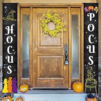 Halloween Front Porch Decor, Hocus Pocus Porch Sign Hanging Decorations Banner Outside | Amazon (US)