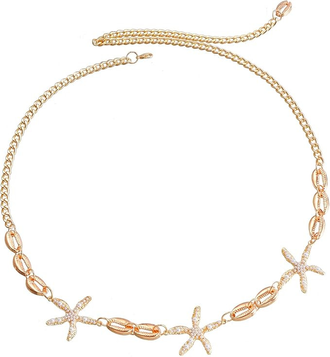 Seashell Starfish Beads Waist Chains for Women Boho Cherry Conch Belly Body Chains Pearl Starfish... | Amazon (CA)