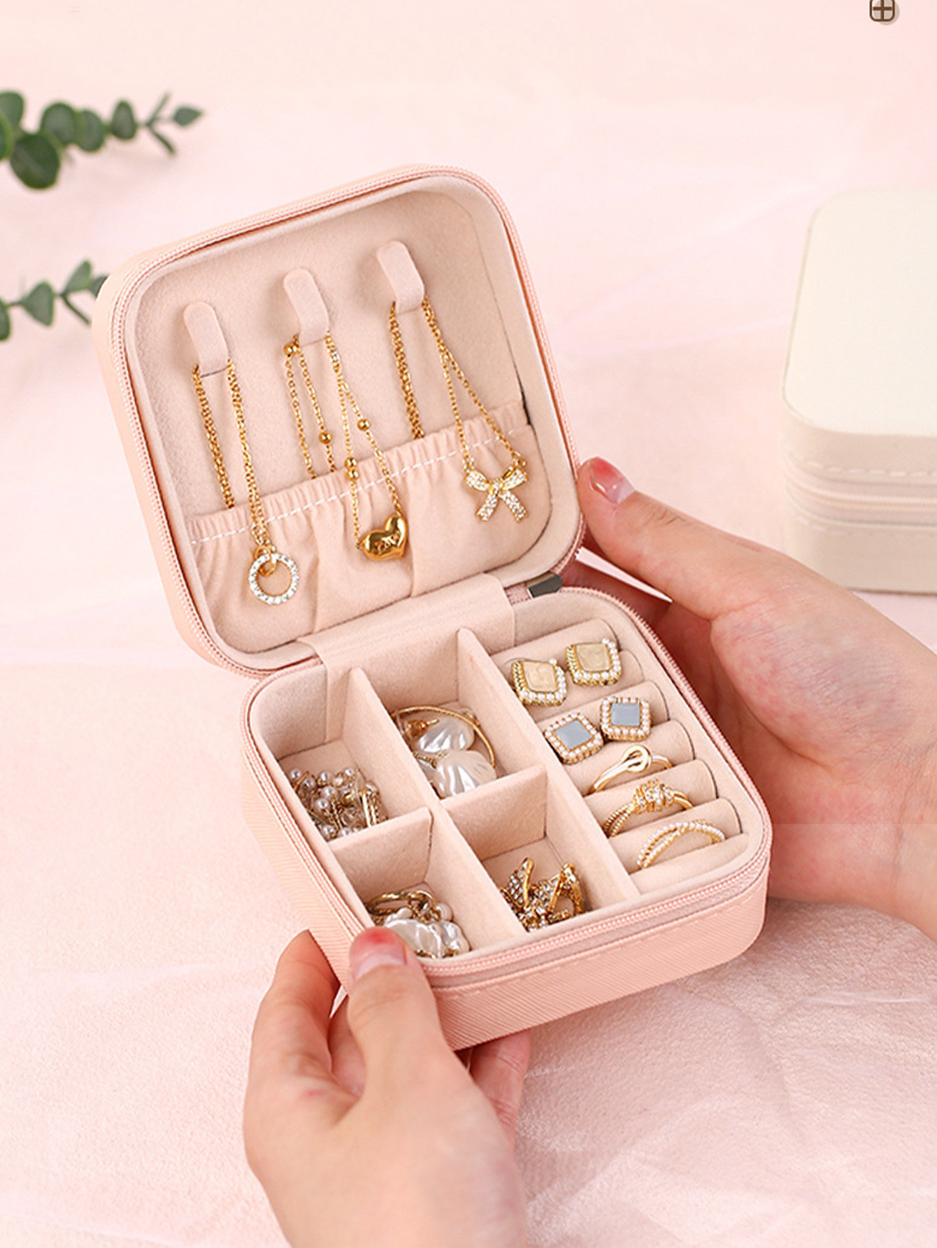 1PC Mini Jewelry Organizer Display Travel Jewelry Zipper Case Boxes Earrings Necklace Ring Portab... | SHEIN