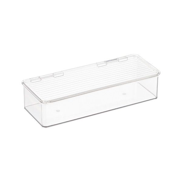 Small Hinged-Lid Stackable Box Clear | The Container Store
