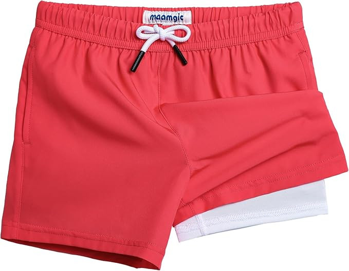 maamgic Boys Swim Trunks with Compression Liner 4-Way Stretch Quick Dry Bathing Suit Toddler Beac... | Amazon (US)