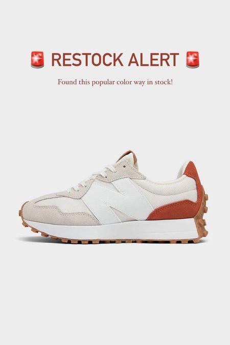 Restock alert! 🚨 Found these popular sneakers in stock, RUN! New Balance 327 in the popular sea salt/rust color. Runs TTS. 

White and rust sneakers, neutral tone sneakers, white sneakers, New Balance sneakers, gift ideas for her, gift guide, The Stylizt




#LTKActive #LTKShoeCrush #LTKFindsUnder100