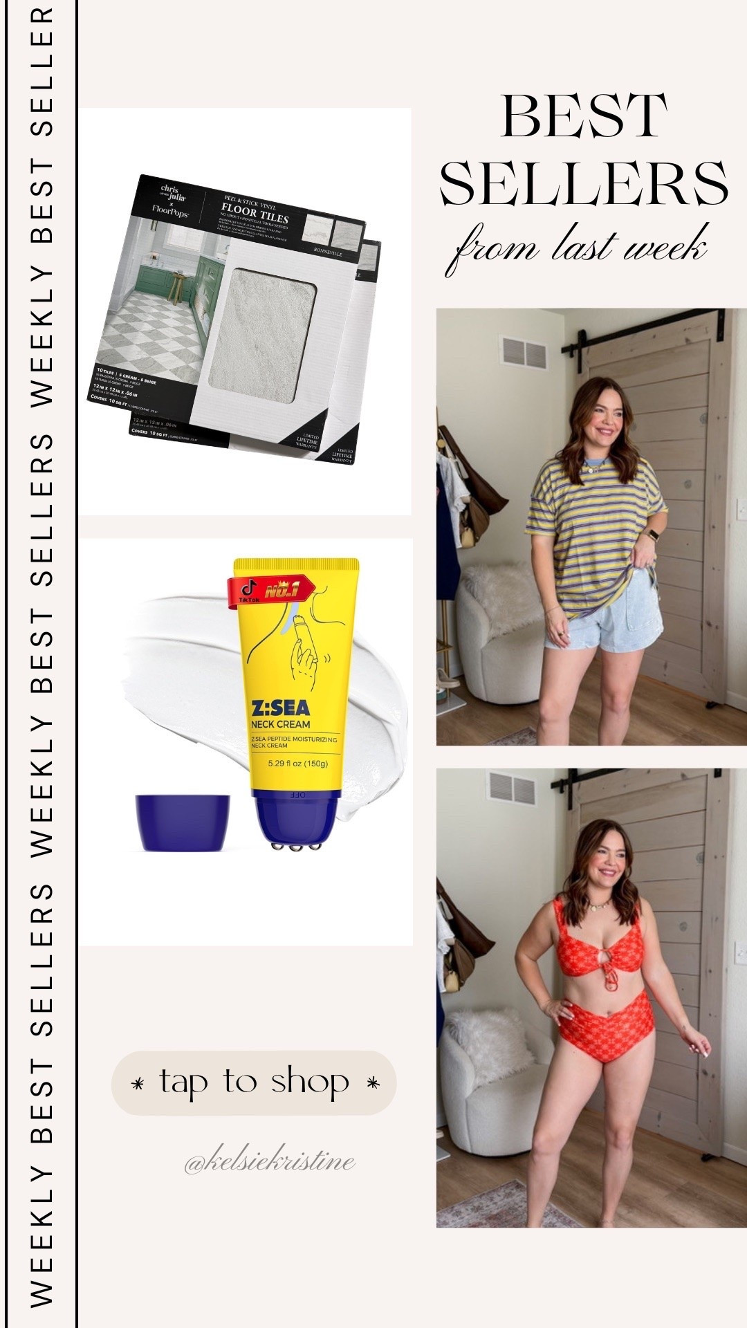 Last weeks best sellers // peel and stick floor tile / neck cream / aerie fashion / oversized tee / two piece swim / postpartum swimsuit

#LTKMidsize #LTKHome #LTKselfcare