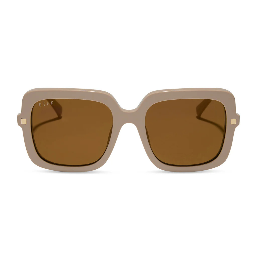SANDRA - ALMOND + BROWN GOLD FLASH SUNGLASSES | DIFF Eyewear