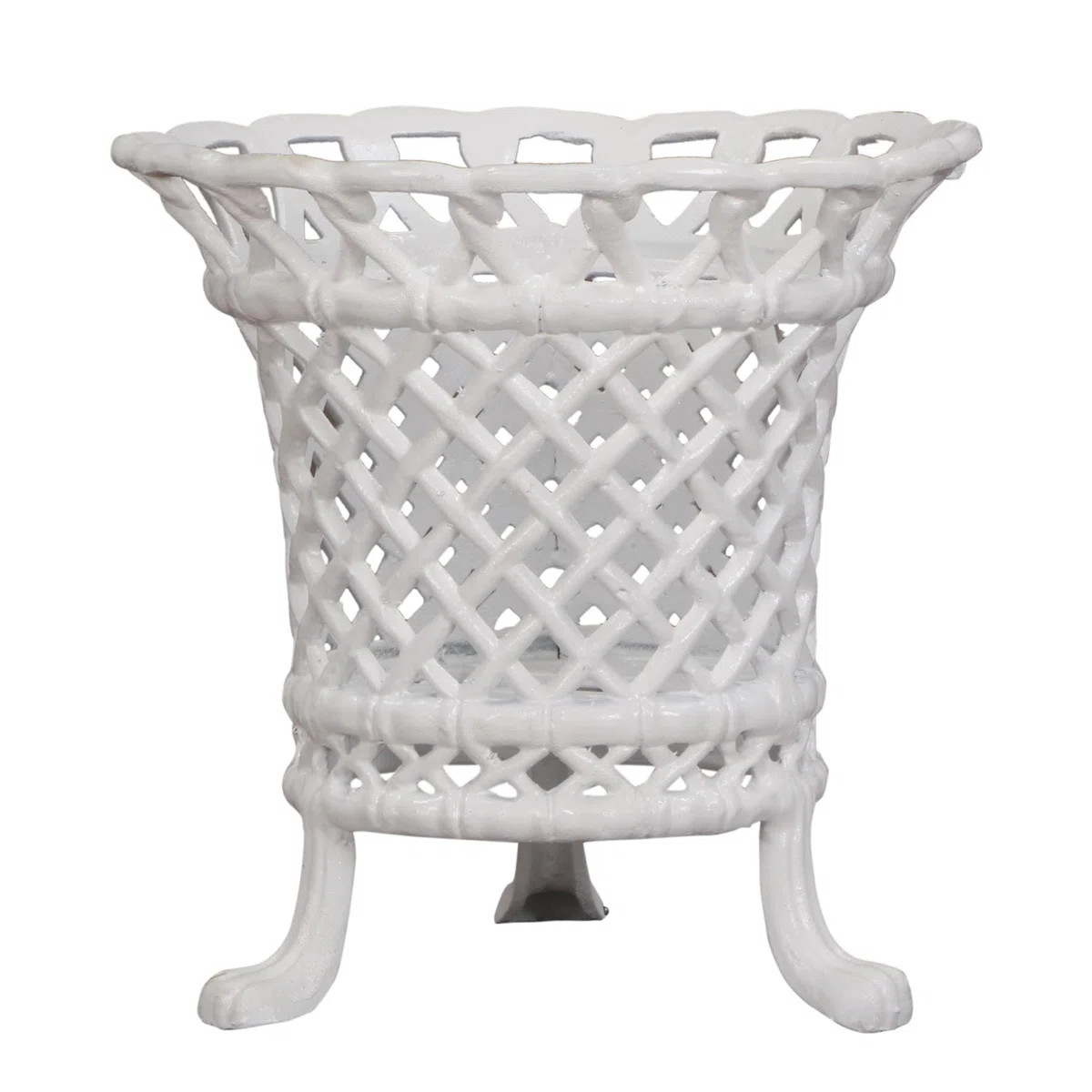 White Lattice Footed Floor Planter, Small | Wayfair North America