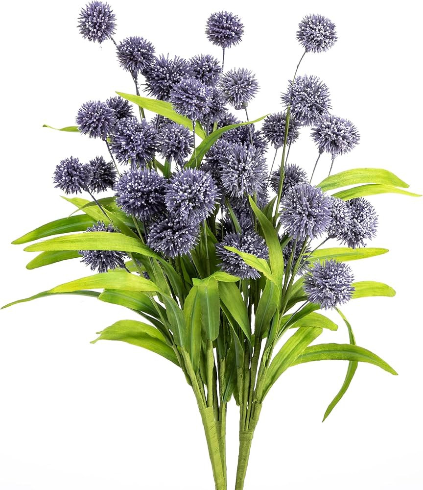 Artificial Billy Button Flowers, Faux Thistle Globe Echinops Bouquet Billy Balls Floral, Fake Sil... | Amazon (US)