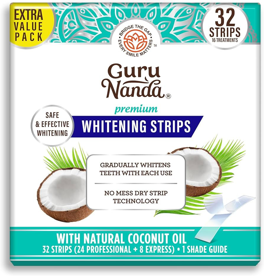 GuruNanda Teeth Whitening Strips - 16-Day Treatment with Non-Slip, Dry Strip Technology - Whiteni... | Amazon (US)