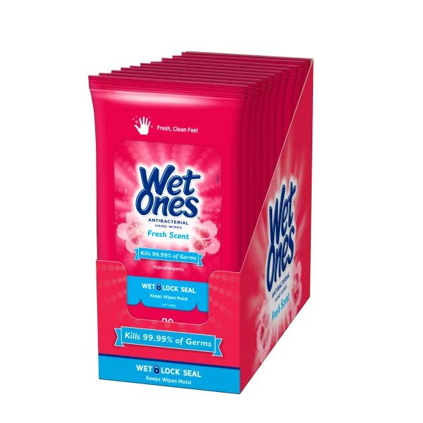 Wet Ones Antibacterial Hand Wipes Travel Pack, 20 Count (Pack of 10) | Walmart (US)