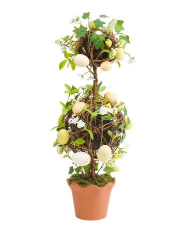 25in Covered Porch Egg Faux Tree In Ceramic Pot | TJ Maxx