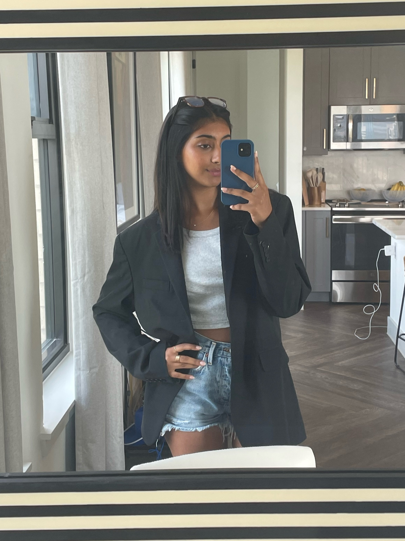 Work ootd - blazer with jean shorts and a tank 

#LTKstyletip #LTKworkwear #LTKFind