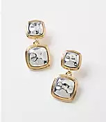 Mixed Metal Square Drop Earrings | LOFT