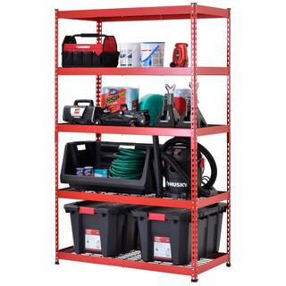 Husky Red 5-Tier Heavy Duty Steel Garage Storage Shelving (48 in. W x 78 in. H x 24 in. D)-MR4824... | The Home Depot