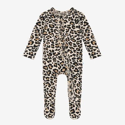 Infant Lana Leopard Footie Ruffled Zippered One Piece - Posh Peanut | Target