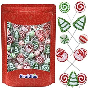 Christmas Lollipop Santa, Tree, Swirl, Candy Canes, and Sweet Ball Assortment, Mixed Fruit Flavor... | Amazon (US)