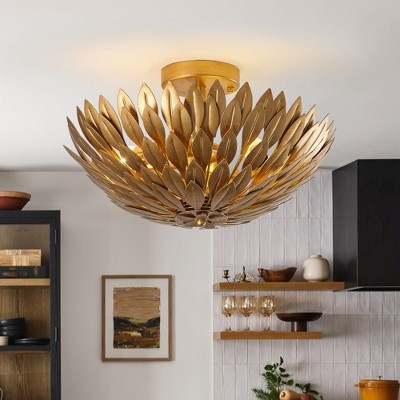Parrot Uncle 15.75" 3-Light Modern Gold Semi-Flush Mount Ceiling Lights | Target