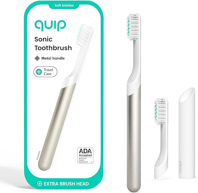 Quip Metal Sonic Electric Toothbrush for Adults - Time Travel & Soft Bristles with Travel Case & ... | Amazon (US)