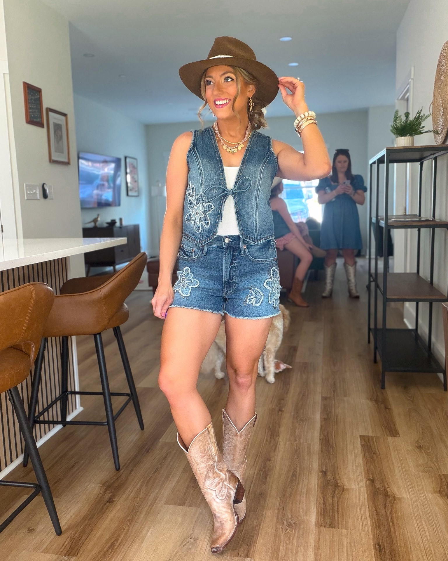 🤠✨ Country concert outfit of my dreams! I had to wear this adorable embroidered denim matching set for the Brooks & Dunn and Morgan Wallen concert tonight! And the best part? Almost this entire look is from Walmart! 🙌

The embroidered denim vest and shorts are such a statement, and I paired them with a simple white tank, my favorite cowboy boots, layered necklaces, and a classic brown cowboy hat for the perfect western-inspired look. This outfit is giving all the Nashville vibes without the designer price tag!

If you’re looking for country concert outfit ideas, Walmart fashion finds, western style, denim matching sets, or an affordable cowgirl-inspired outfit, this look is one you’ll want to save. Perfect for concerts, country festivals, rodeos, Nashville trips, and all your summer events.

Now it’s time to sing every word with Brooks & Dunn and Morgan Wallen! 🎶🤎✨

#CountryConcertOutfit #WalmartFashion #WalmartStyle #MorganWallen #BrooksAndDunn #WesternStyle #CowgirlStyle #ConcertOOTD #DenimMatchingSet #AffordableFashion #CowboyBoots #SummerStyle #WesternFashion #CountryMusic #OOTD #NashvilleStyle #FestivalFashion #SummerOutfit #FashionFinds #AffordableStyle

#LTKootd #LTKgrwm #LTKPetite