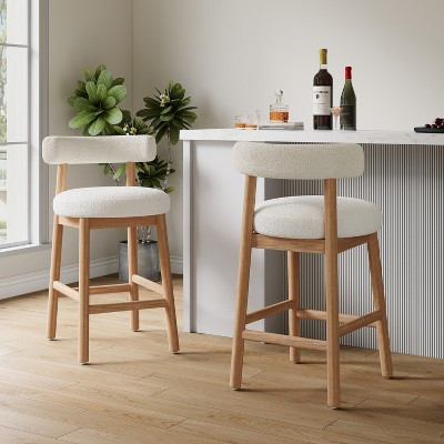 ModernLuxe Counter Height Bar Stools Set of 2, Upholstered Kitchen Chairs, Modern Dining Counter Stools for Kitchen, Cafe & Breakfast Nook, Natural | Target