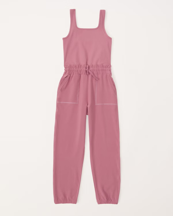 girls traveler mixed fabric parachute jumpsuit | girls dresses & rompers | Abercrombie.com | Abercrombie & Fitch (US)