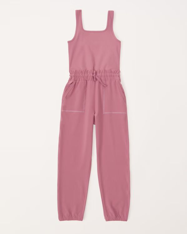 girls traveler mixed fabric parachute jumpsuit | girls dresses & rompers | Abercrombie.com | Abercrombie & Fitch (US)