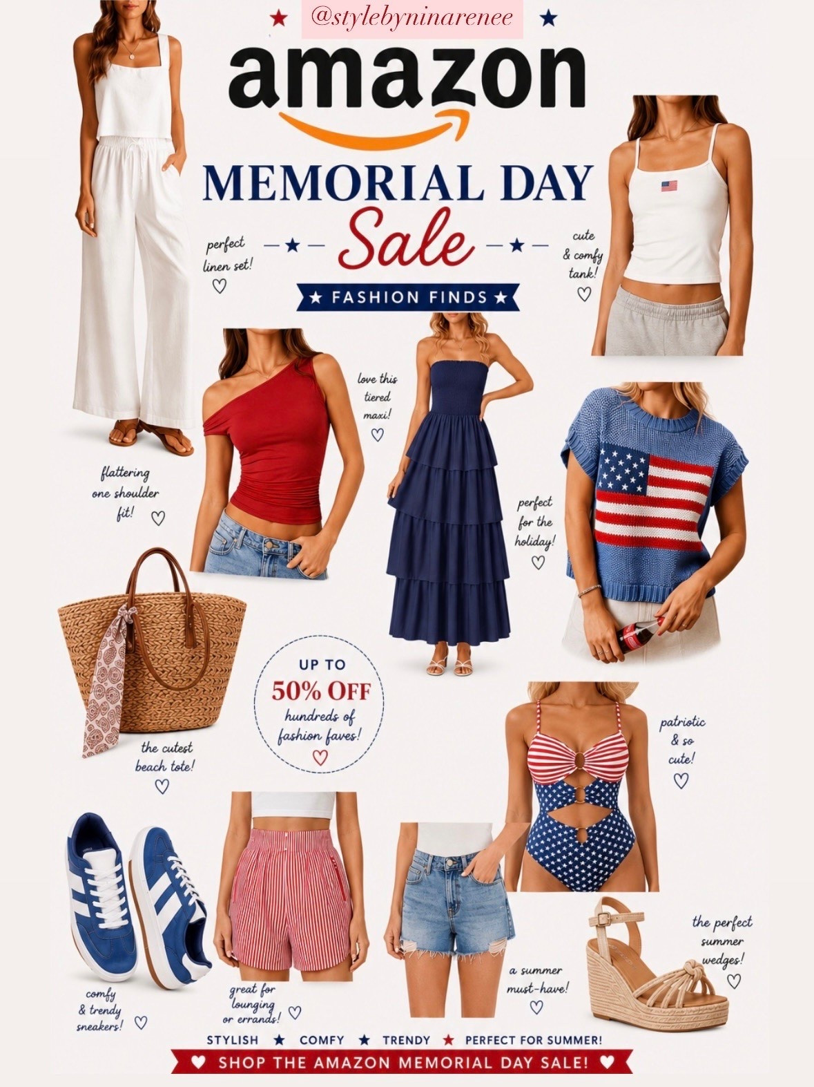 Amazon Memorial Day sale = officially TOO good 😍 Found the cutest patriotic + summer fashion finds that are perfect for BBQs, lake days, vacations, and everything in between ❤️🤍💙 From comfy sets to trendy denim, patriotic knits, and the cutest swim… these deals are too good to miss 👏

Everything is linked for easy shopping before sizes sell out 🫶 Which find is your fave?! 🇺🇸✨

#LTKSaleAlert #AmazonFashion #AmazonMemorialDaySale #LTKStyle #AmazonFinds #SummerStyle

#LTKootd #LTKmomlife #LTKSeasonal