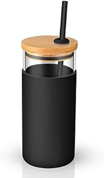 tronco 20oz Glass Tumbler Glass Water Bottle Straw Silicone Protective Sleeve Bamboo Lid - BPA Free | Amazon (US)