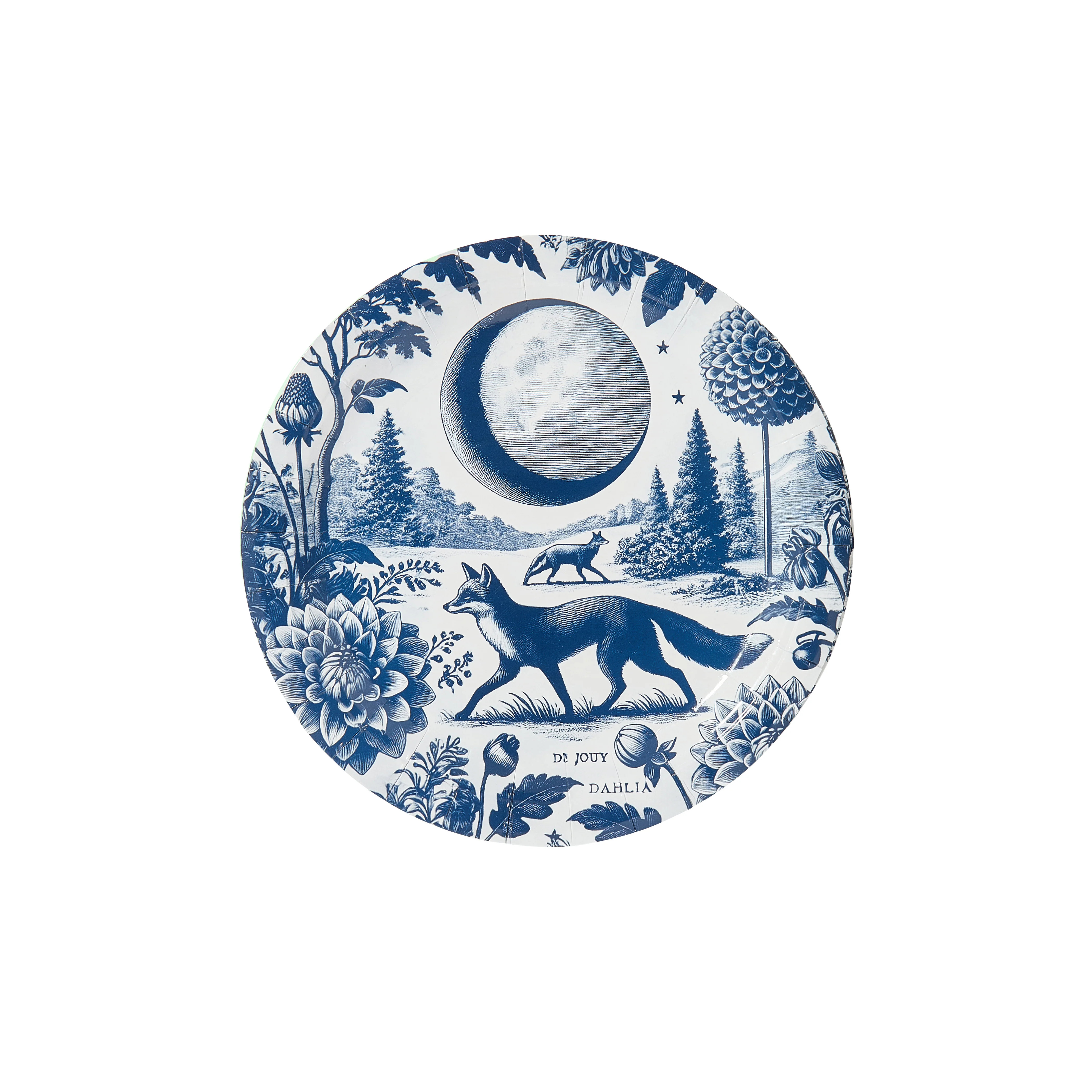 Foxy Dahlia Toile Dessert Plate - 8 Pack | Pavilion Paper