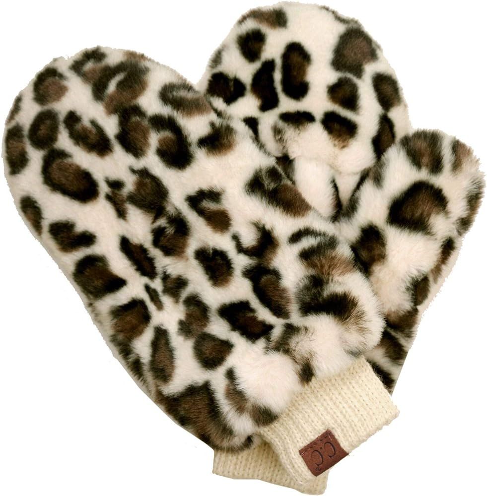 C.C Women's Faux Fur Wrist Length Fingerless Sherpa Lined Convertible Mittens Gloves-Leopard Prin... | Amazon (US)
