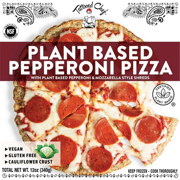 Tattooed Chef Gluten Free Frozen Cauliflower Crust Plant Based Pepperoni Vegan Pizza - 12oz | Target