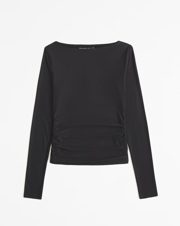 Women's Soft Matte Long-Sleeve Ruched Slash Top | Women's Tops | Abercrombie.com | Abercrombie & Fitch (US)