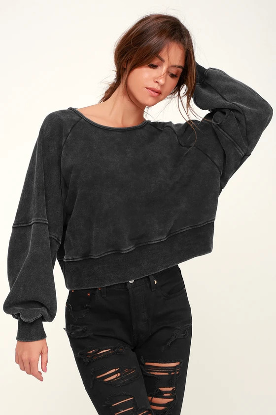 Twist Connection Washed Black Backless Cropped Sweater Top | Lulus (US)