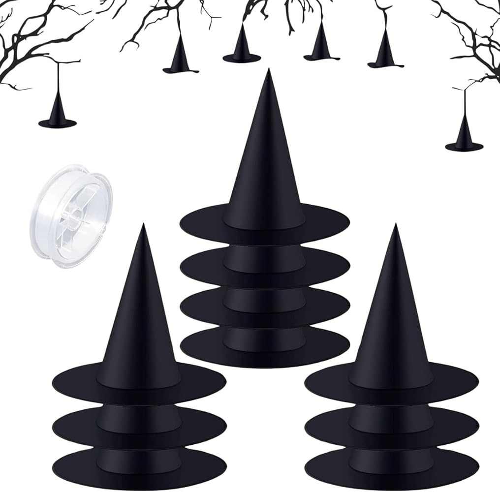 CROOT 10PCS Halloween Witch Hat, Black Hanging Witch Hat, Costume Accessories, for Indoor Outdoor... | Amazon (US)