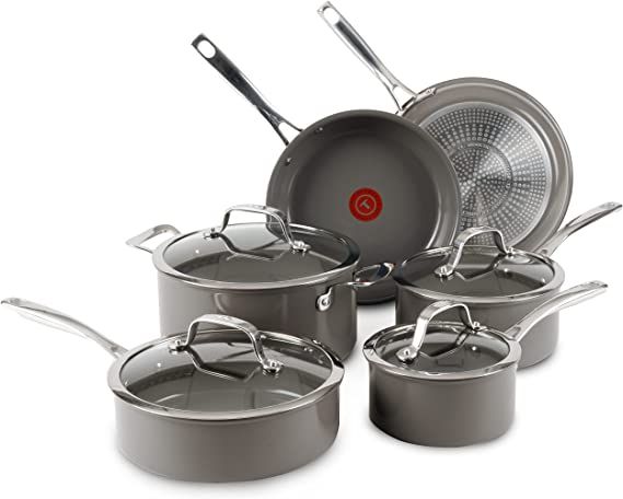 T-fal Ceramic Excellence Reserve Nonstick Cookware Set 10 Piece Induction Pots and Pans, Dishwash... | Amazon (US)