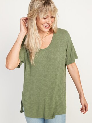 Oversized Luxe Voop-Neck Tunic T-Shirt for Women | Old Navy (US)