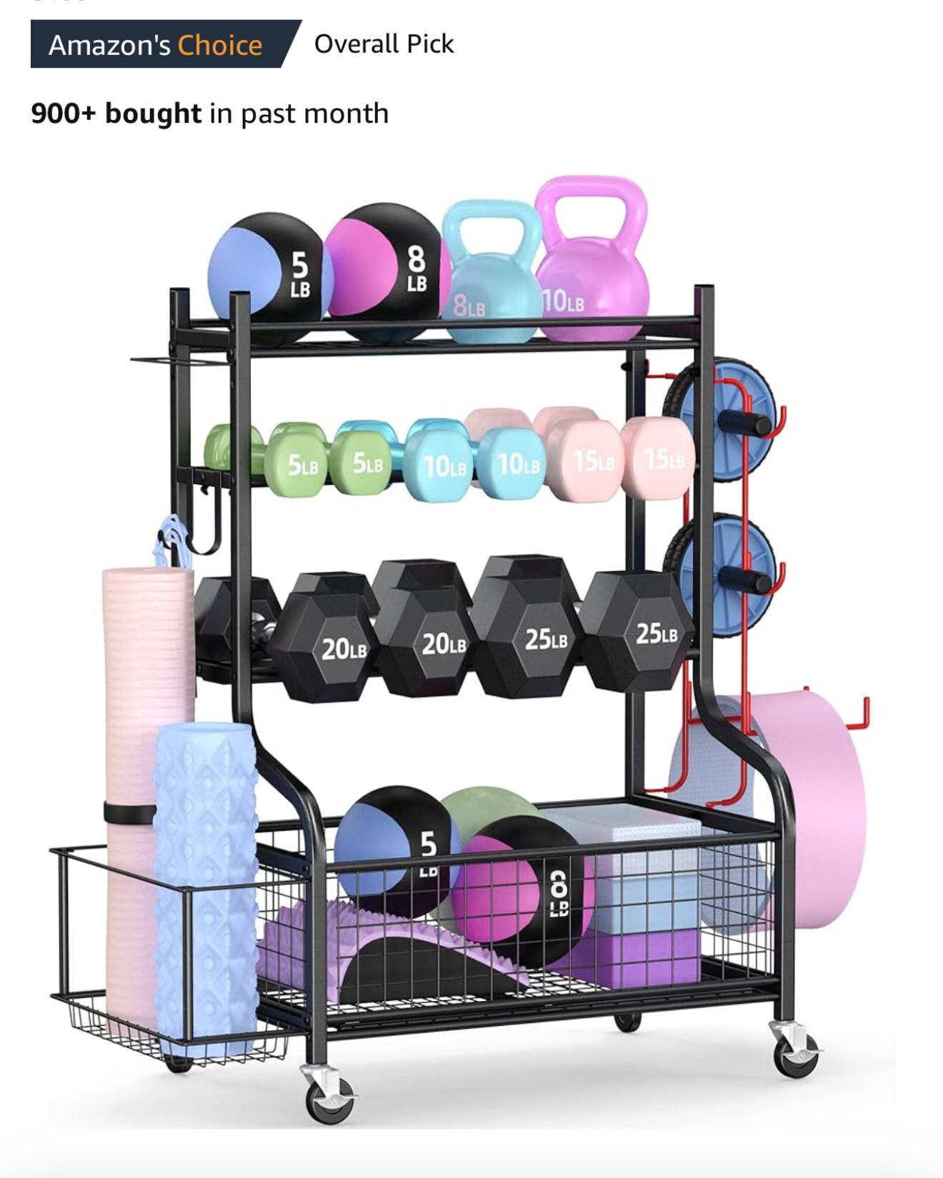 PLKOW Dumbbell Rack, Weight Rack for Dumbbells, Home Gym Storage for Dumbbells Kettlebells Yoga Mat and Balls, All in One Workout Storage with Wheels and Hooks, Powder Coated Finish Steel

#LTKHome #LTKActive