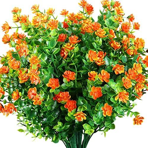 12 Bundles Artificial Flowers Outdoor Fake Flowers for Decoration UV Resistant No Fade Faux Plastic  | Amazon (US)
