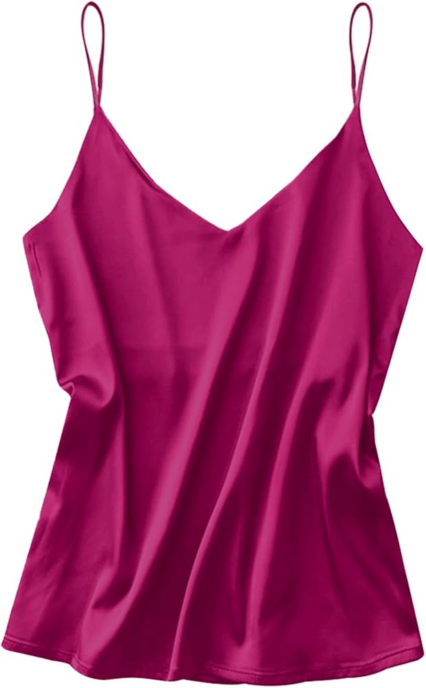 Ekouaer Satin Camisole Top for Women V Neck Pajama Tank Tops Silk Soft Spaghetti Strap Loose Basi... | Amazon (US)