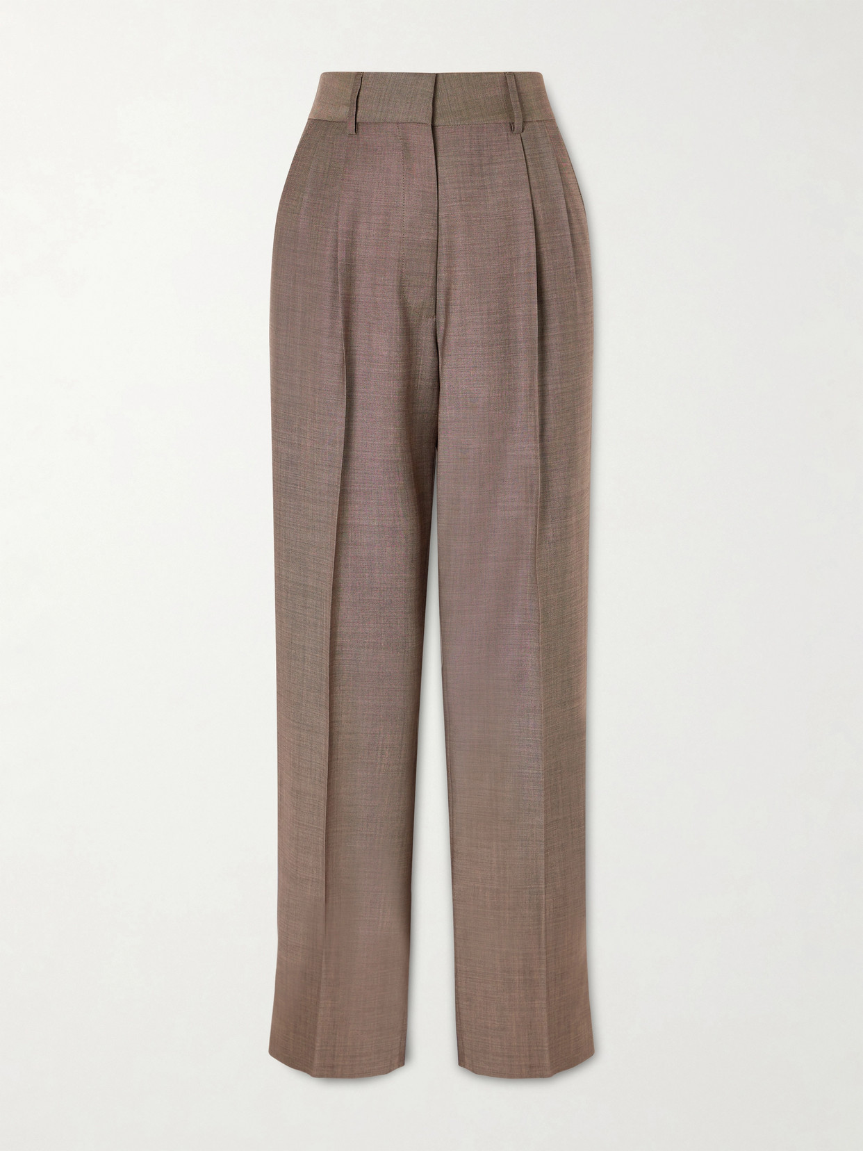 BLAZÉ Milano - Aile Fox Pleated Wool And Mohair-blend Straight-leg Pants - Brown | NET-A-PORTER (US)
