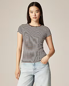 Pointelle short-sleeve T-shirt in stripe | J. Crew US
