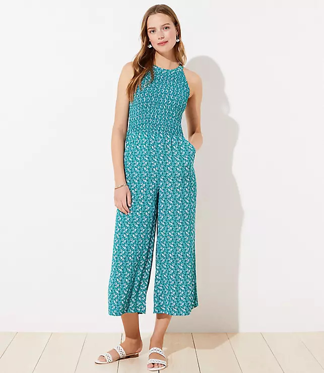 Paisley Smocked Halter Jumpsuit | LOFT | LOFT