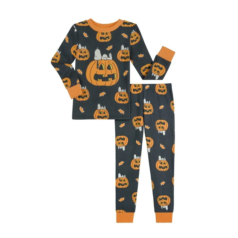 Peanuts Boys Halloween Snug Fit Long Sleeve Top and Sleep Pants Pajama Set, 2-Piece, Sizes 4-12 | Walmart (US)