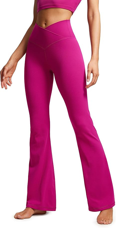CRZ YOGA Butterluxe Crossover Flare Leggings for Women 31" - High Waist V Cross Bootcut Bell Bott... | Amazon (US)