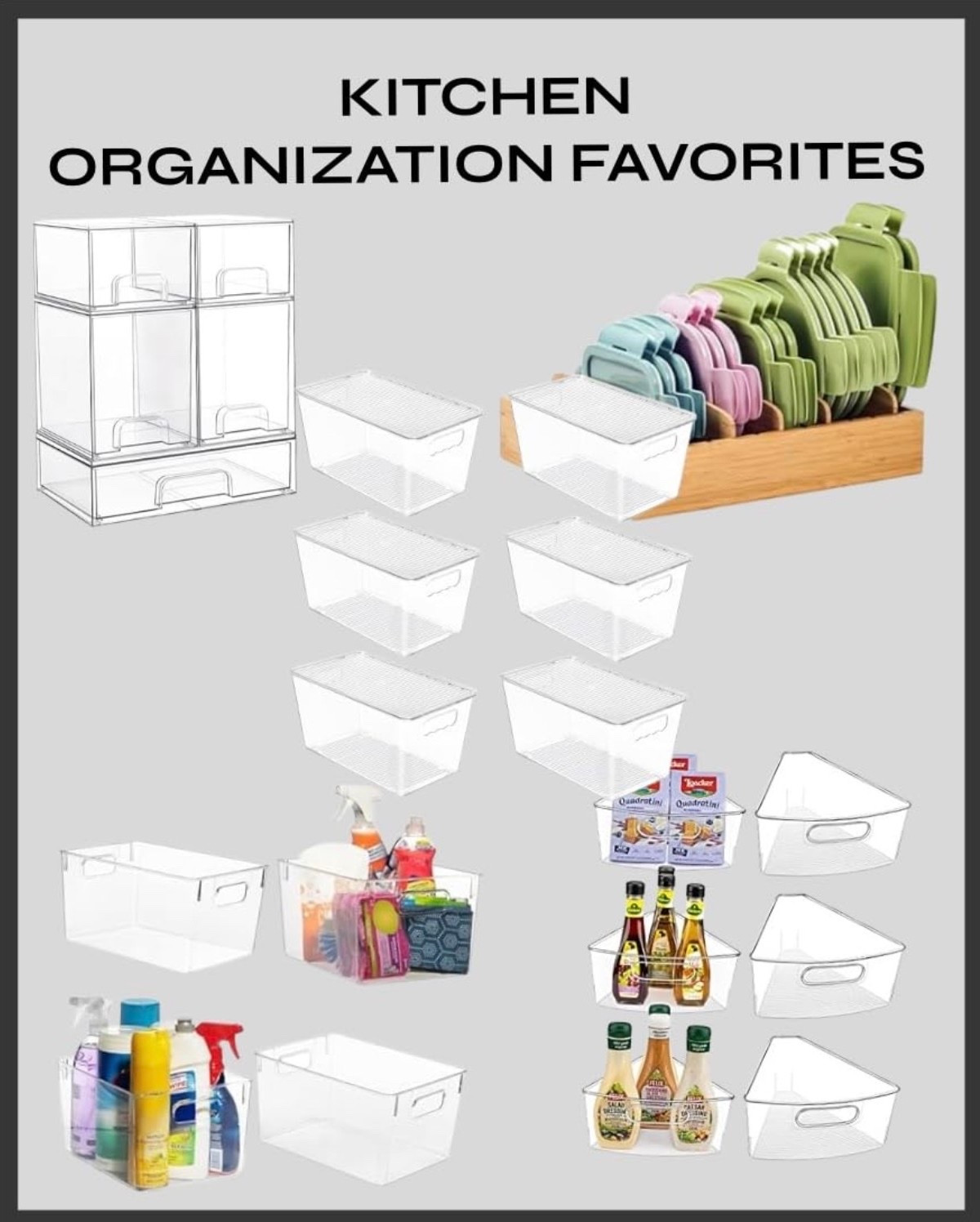 Kitchen organization finds we use on repeat, stackable pantry drawers, fridge and freezer bins, lazy susans, divided refrigerator organizers, under sink storage bins, and food storage lid organizers that keep cabinets, pantries, and refrigerators easier to manage. Functional kitchen storage solutions that help maximize space and keep everyday items organized and easy to grab.

#LTKHome #LTKmomlife