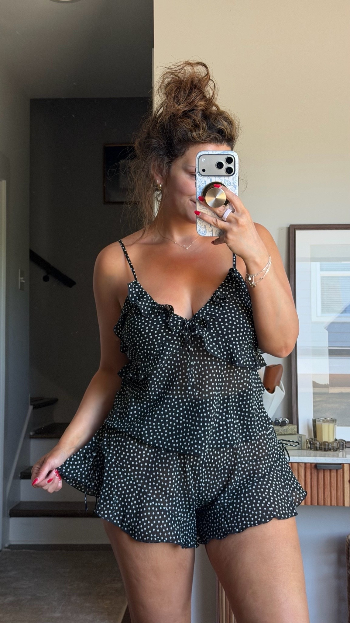 Size large! Cami pj set for summer! Sheer and so so light weight! Cute!! @victoriassecret 

Polka dots ruffle lettuce trim try on haul summer outfits vacation chic matching set

#LTKselfcare #LTKootd #LTKgrwm