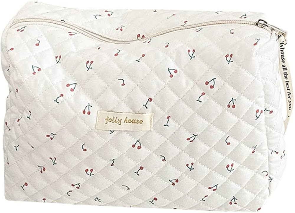 TIAASTAP Large Capacity Travel Cosmetic Bag - Cotton Floral Makeup Bag, Portable Quilting Toiletry B | Amazon (UK)