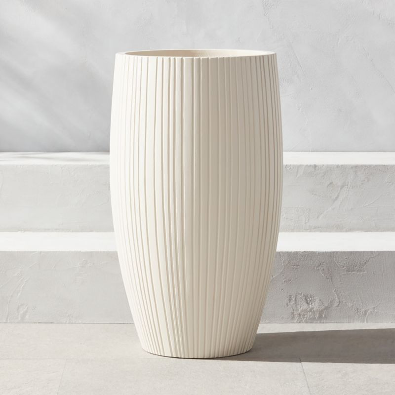 Zadie Modern White Outdoor Planter Large + Reviews | CB2 | CB2