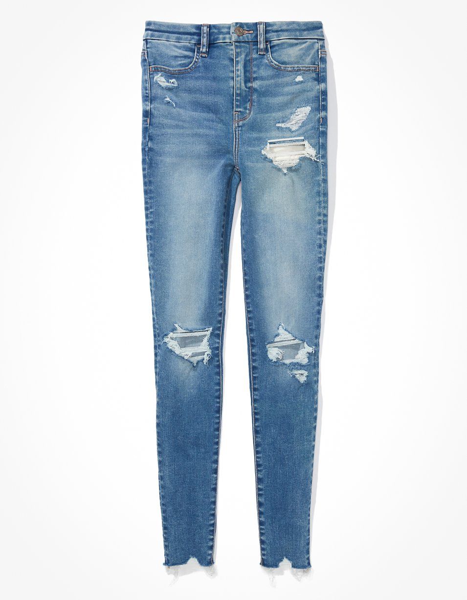 AE Forever Soft Ripped Super High-Waisted Jegging | American Eagle Outfitters (US & CA)